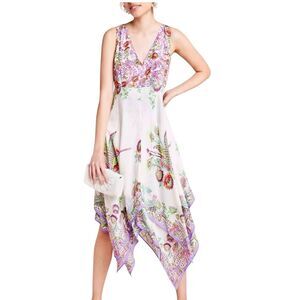 Anthropologie Analise Floral Midi Dress Sz 8 Purple Cream Sleeveless Fairy Hem